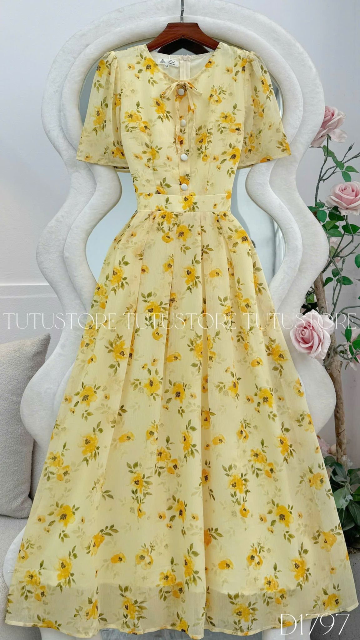 Đầm Hoa Thiết Kế Cổ Tròn Dáng Xòe Xinh Xắn Đi Chơi TuTu Store Mã D1797