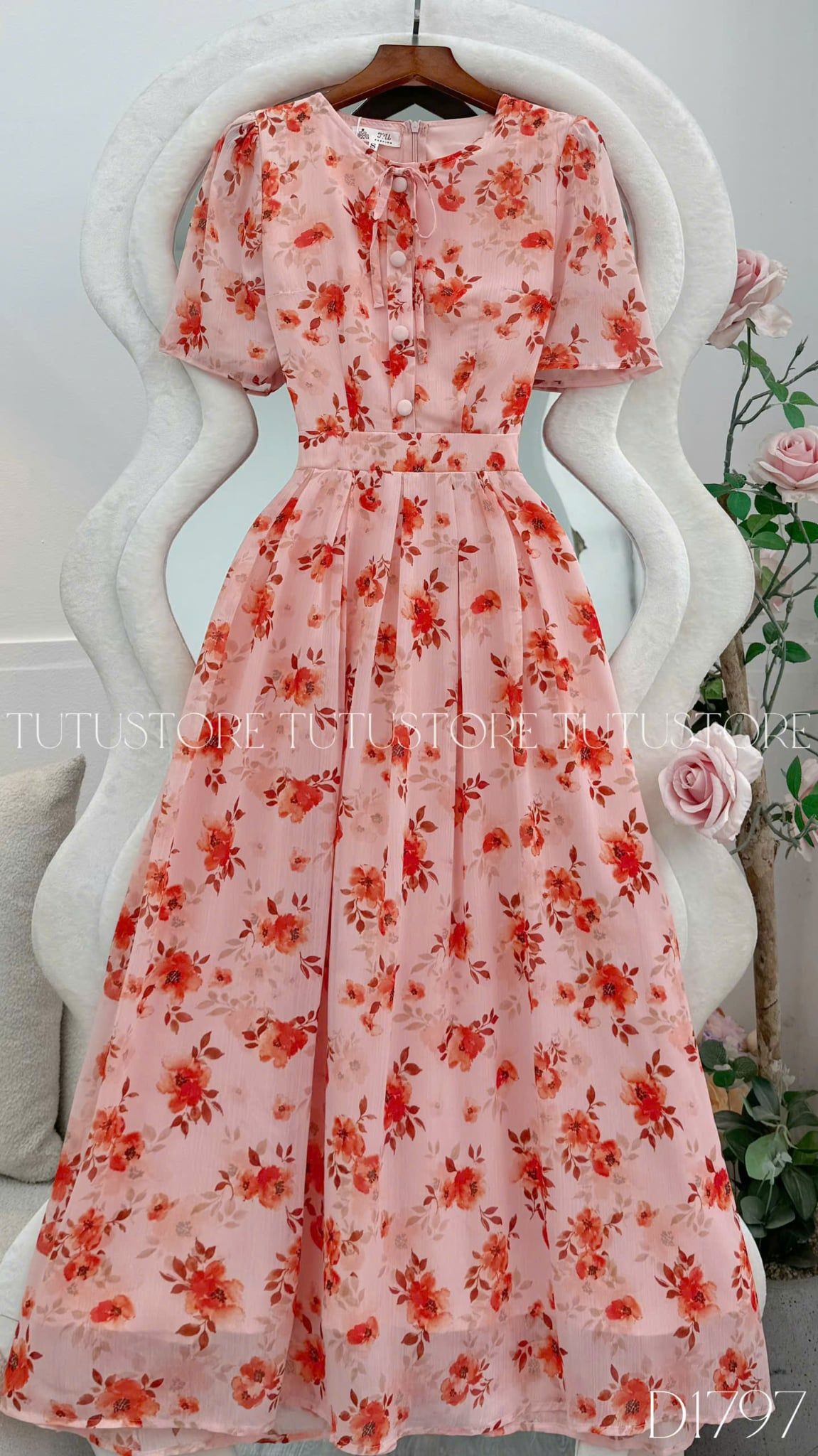Đầm Hoa Thiết Kế Cổ Tròn Dáng Xòe Xinh Xắn Đi Chơi TuTu Store Mã D1797
