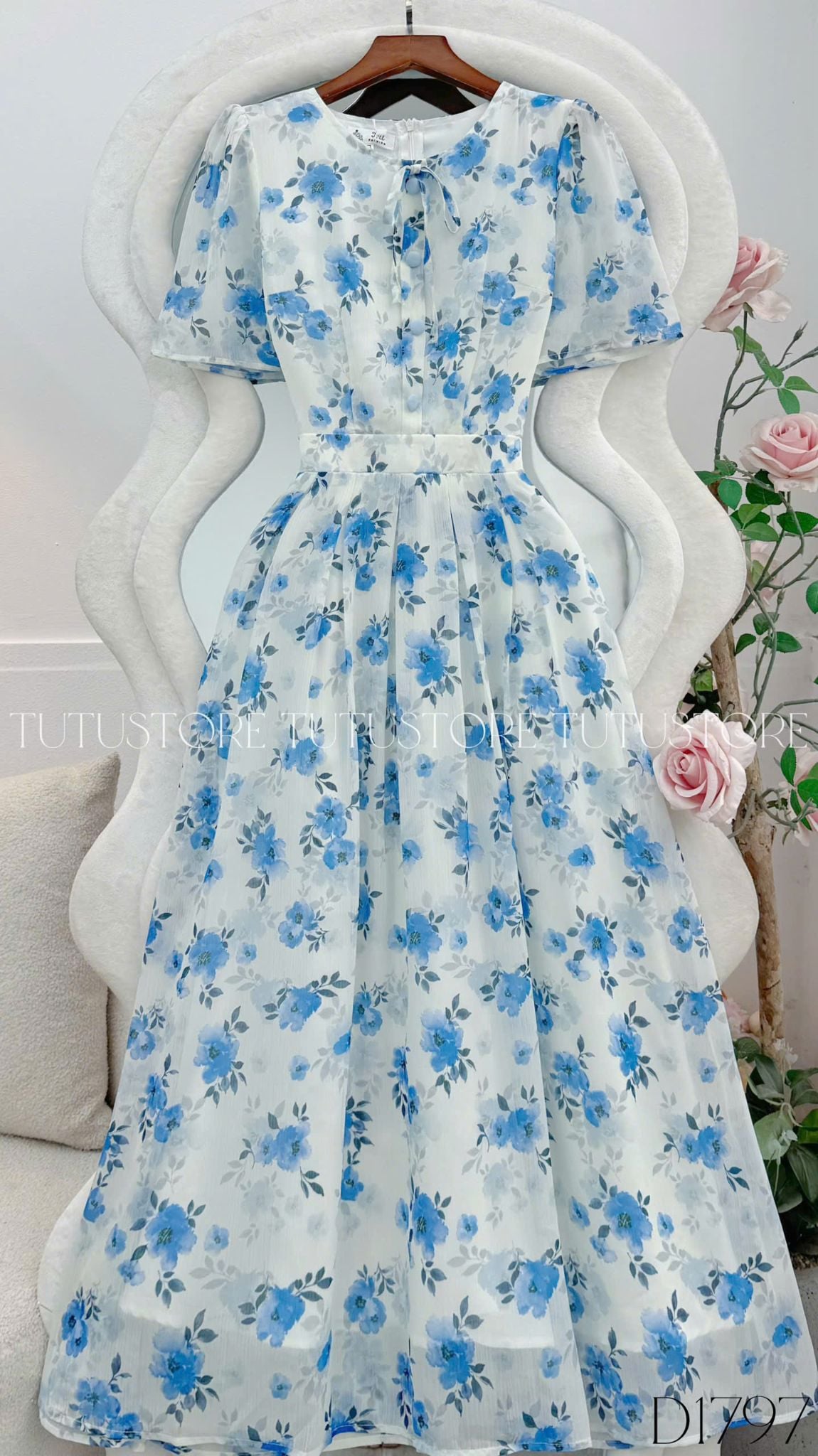 Đầm Hoa Thiết Kế Cổ Tròn Dáng Xòe Xinh Xắn Đi Chơi TuTu Store Mã D1797