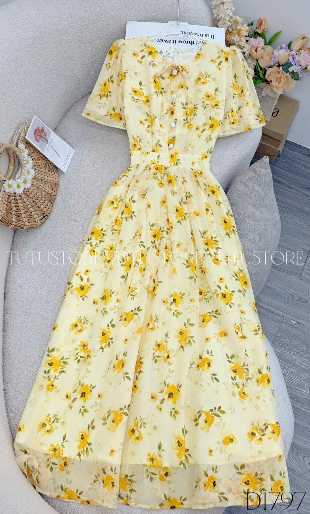 Đầm Hoa Thiết Kế Cổ Tròn Dáng Xòe Xinh Xắn Đi Chơi TuTu Store Mã D1797