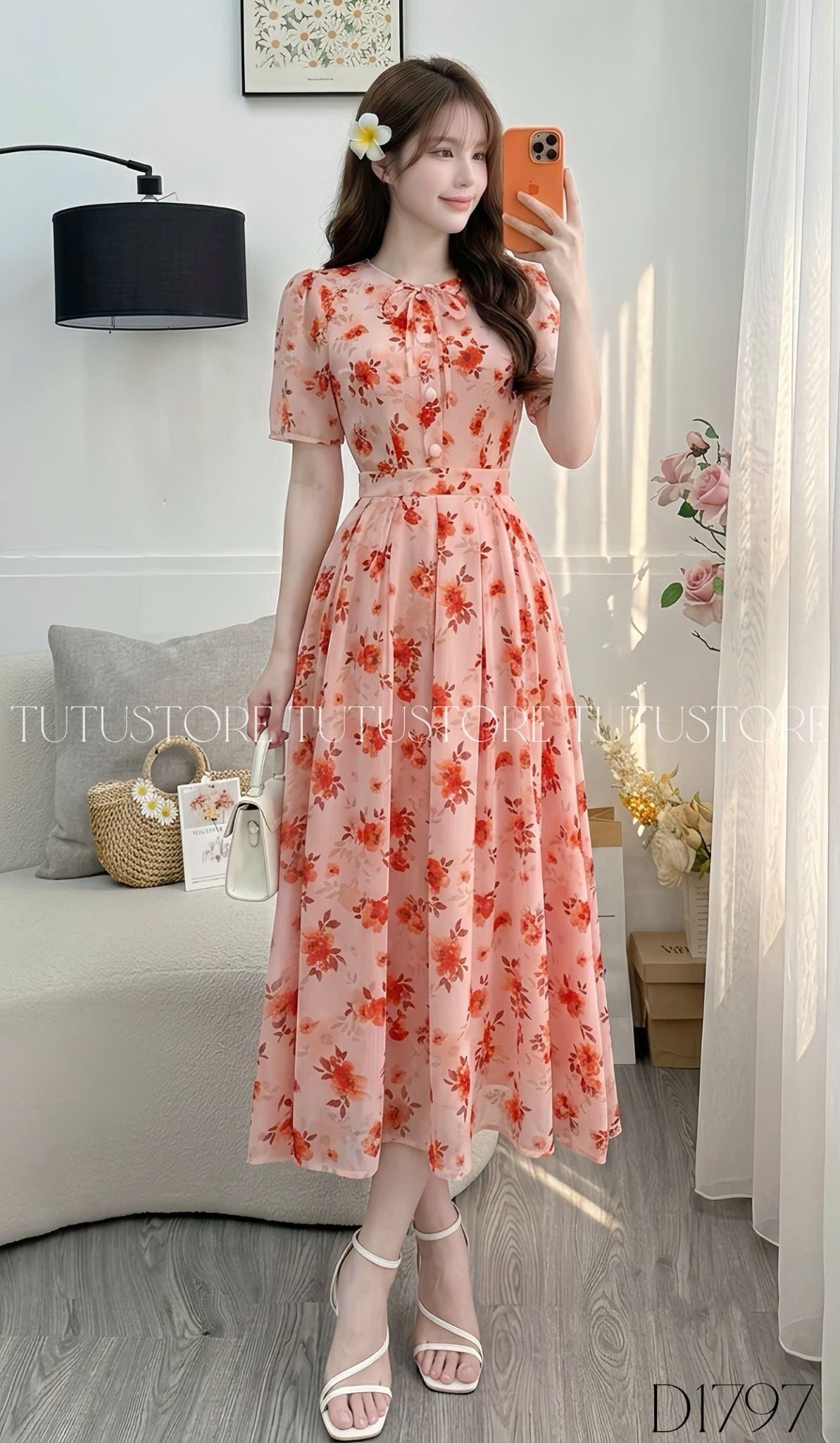 Đầm Hoa Thiết Kế Cổ Tròn Dáng Xòe Xinh Xắn Đi Chơi TuTu Store Mã D1797