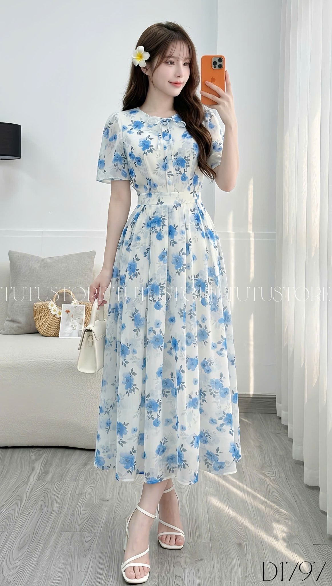 Đầm Hoa Thiết Kế Cổ Tròn Dáng Xòe Xinh Xắn Đi Chơi TuTu Store Mã D1797