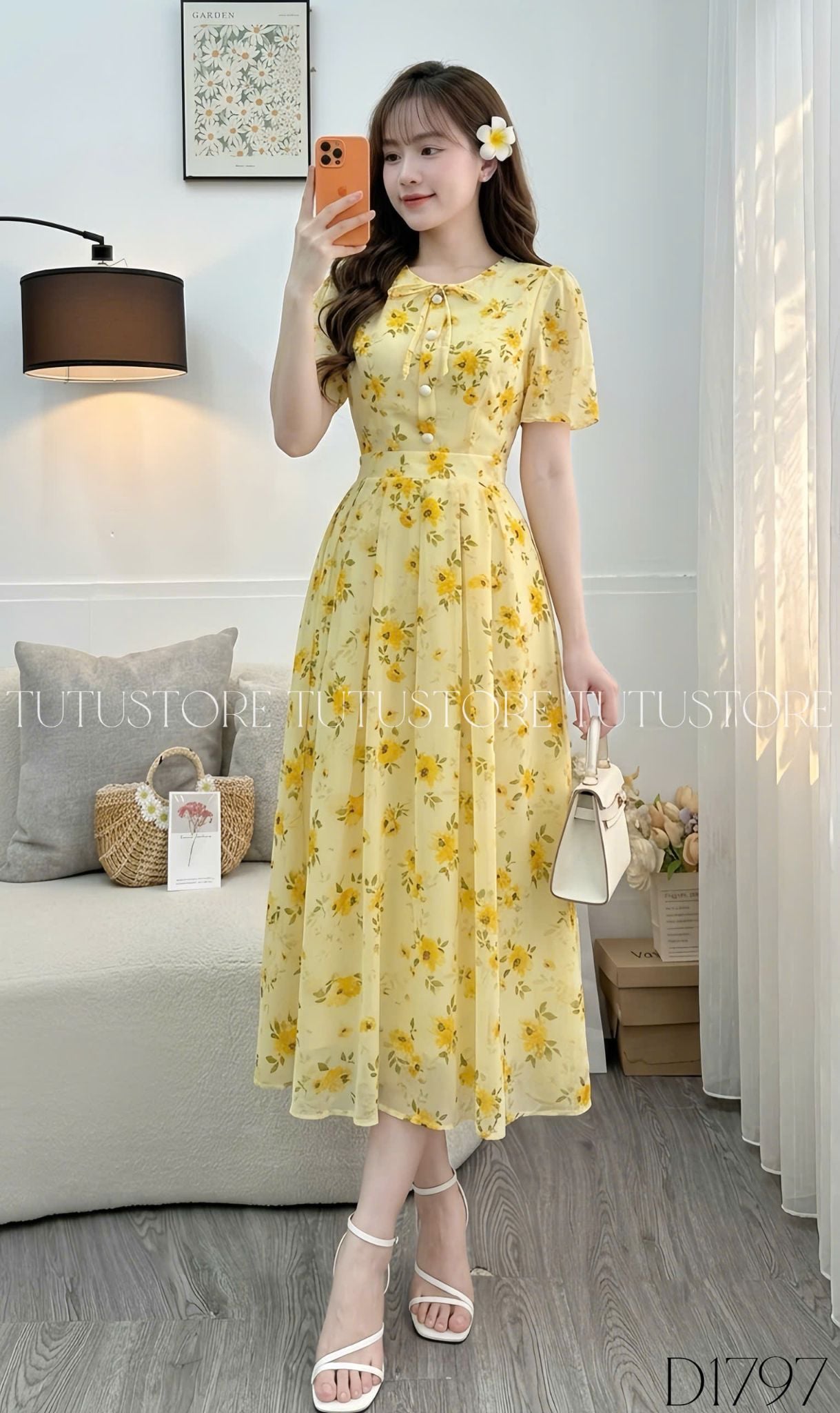 Đầm Hoa Thiết Kế Cổ Tròn Dáng Xòe Xinh Xắn Đi Chơi TuTu Store Mã D1797