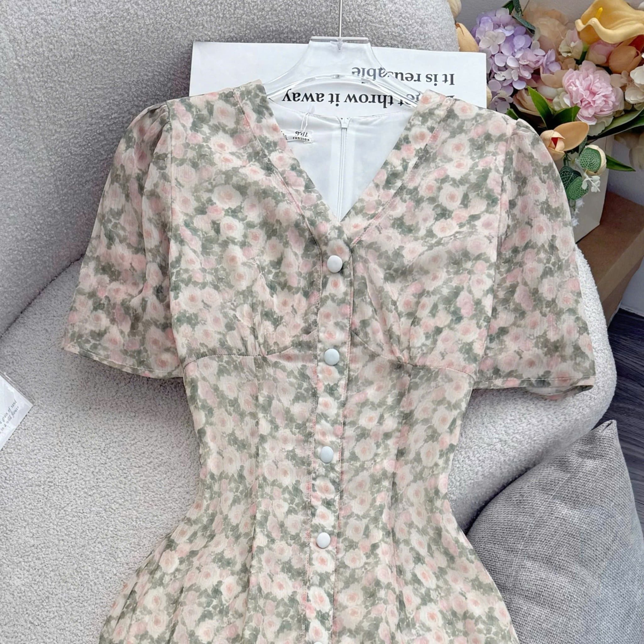 Đầm Hoa Thiết Kế Cổ Tim Dáng Dài Đi Chơi TuTu Store Mã D1776