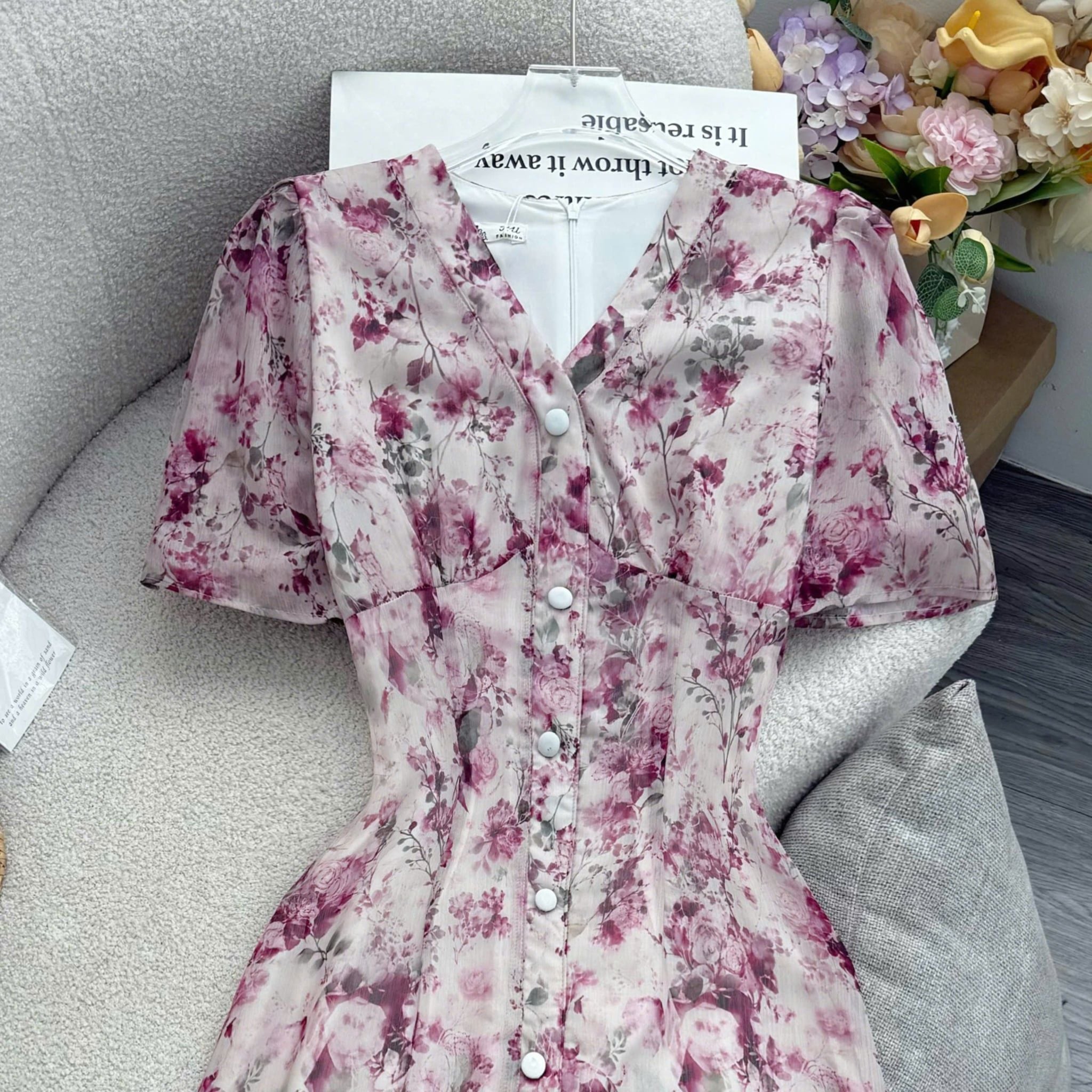 Đầm Hoa Thiết Kế Cổ Tim Dáng Dài Đi Chơi TuTu Store Mã D1776
