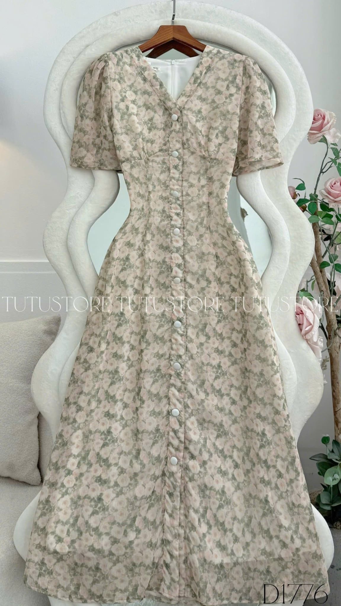 Đầm Hoa Thiết Kế Cổ Tim Dáng Dài Đi Chơi TuTu Store Mã D1776