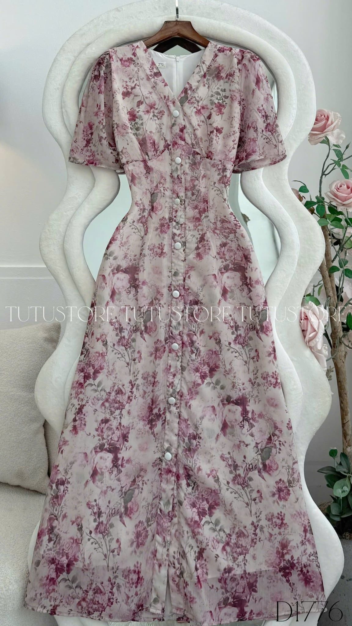Đầm Hoa Thiết Kế Cổ Tim Dáng Dài Đi Chơi TuTu Store Mã D1776