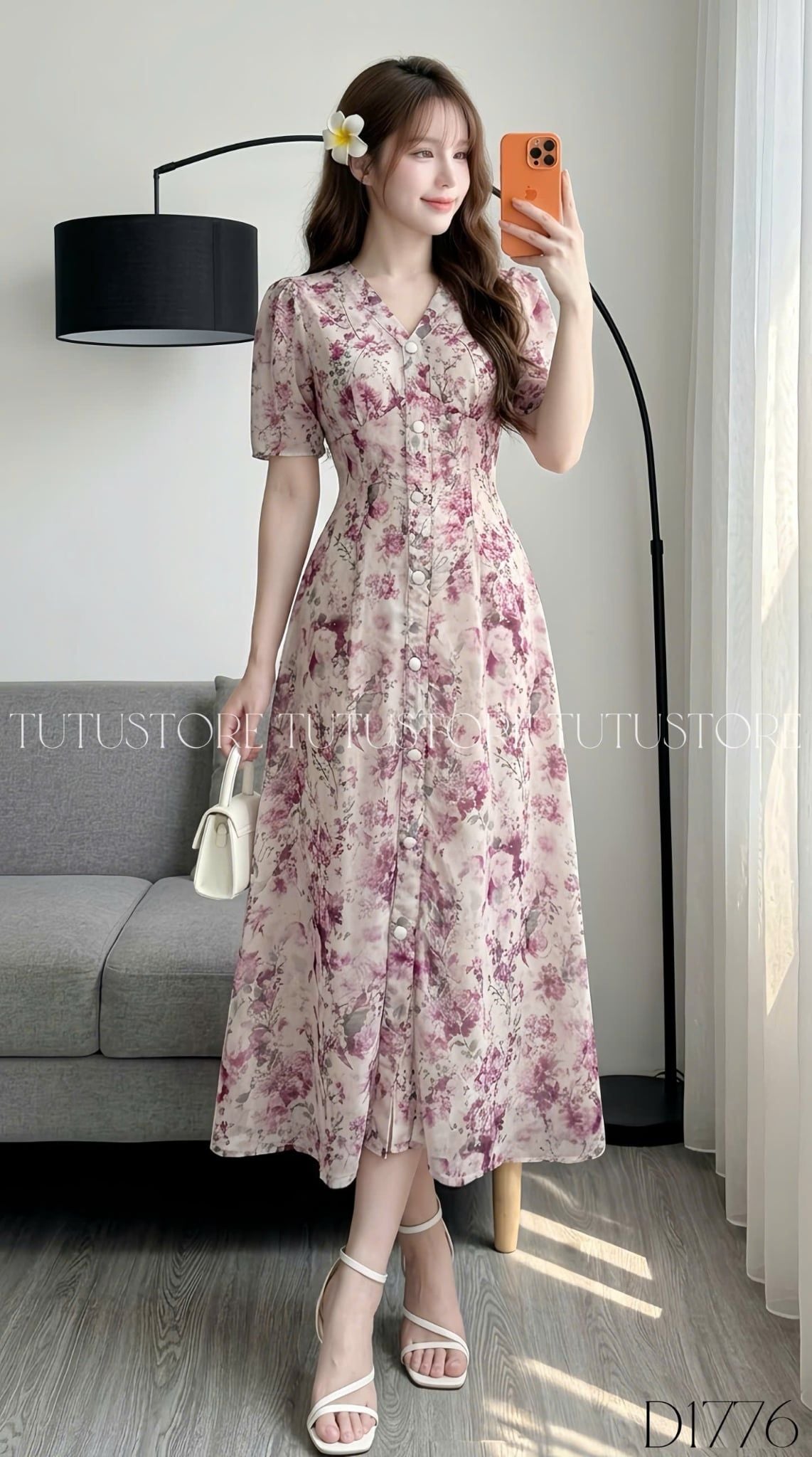 Đầm Hoa Thiết Kế Cổ Tim Dáng Dài Đi Chơi TuTu Store Mã D1776