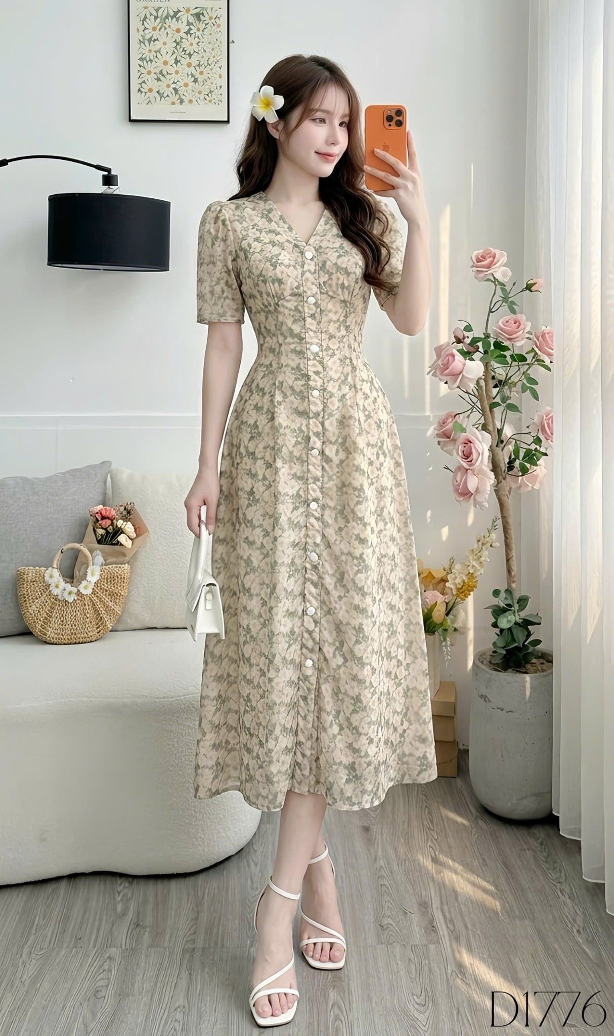 Đầm Hoa Thiết Kế Cổ Tim Dáng Dài Đi Chơi TuTu Store Mã D1776