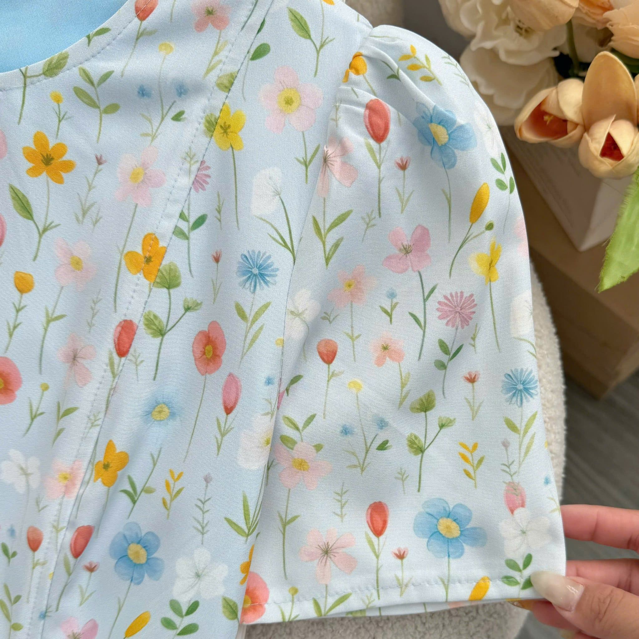 Đầm Hoa Thiết Kế Cổ Tròn Dáng Chữ A Dài Đi Chơi TuTu Store Mã D1801