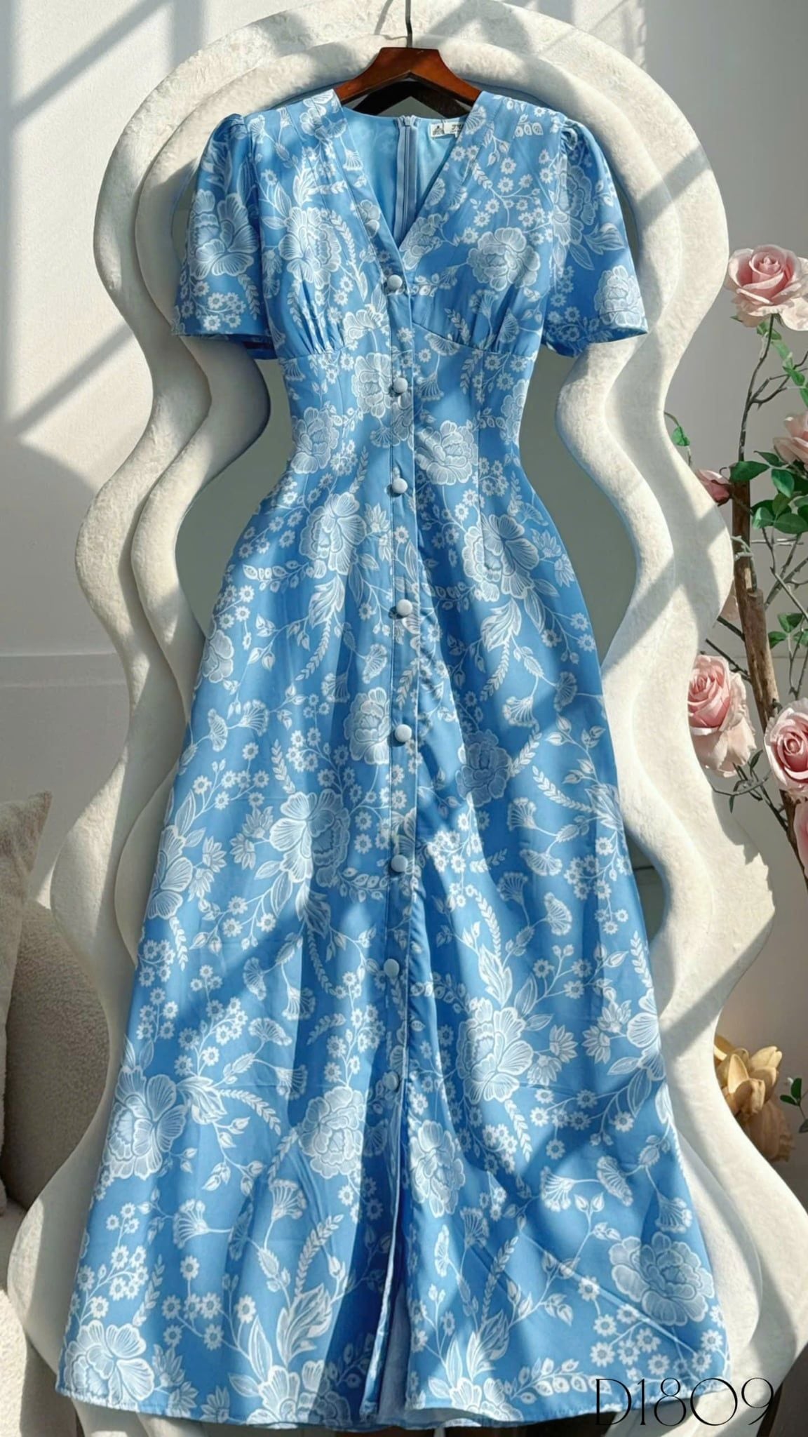 Đầm Hoa Thiết Kế Cổ V Dáng Dài Thanh Lịch Đi Chơi TuTu Store Mã D1809
