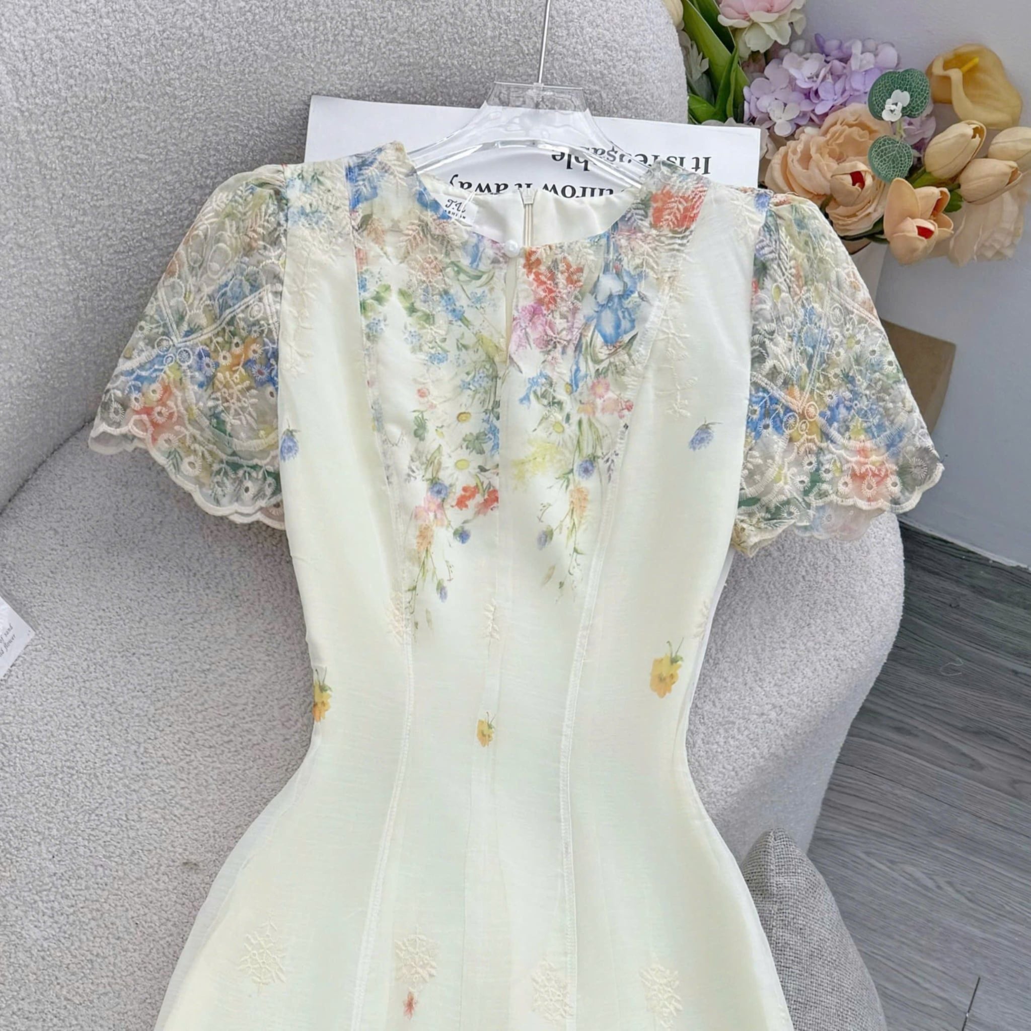 Đầm Thiết Kế Cổ Giọt Nước Dáng Dài Phối Ren Đi Tiệc TuTu Store Mã D1799