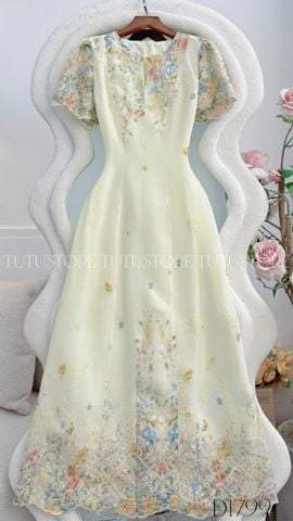 Đầm Thiết Kế Cổ Giọt Nước Dáng Dài Phối Ren Đi Tiệc TuTu Store Mã D1799