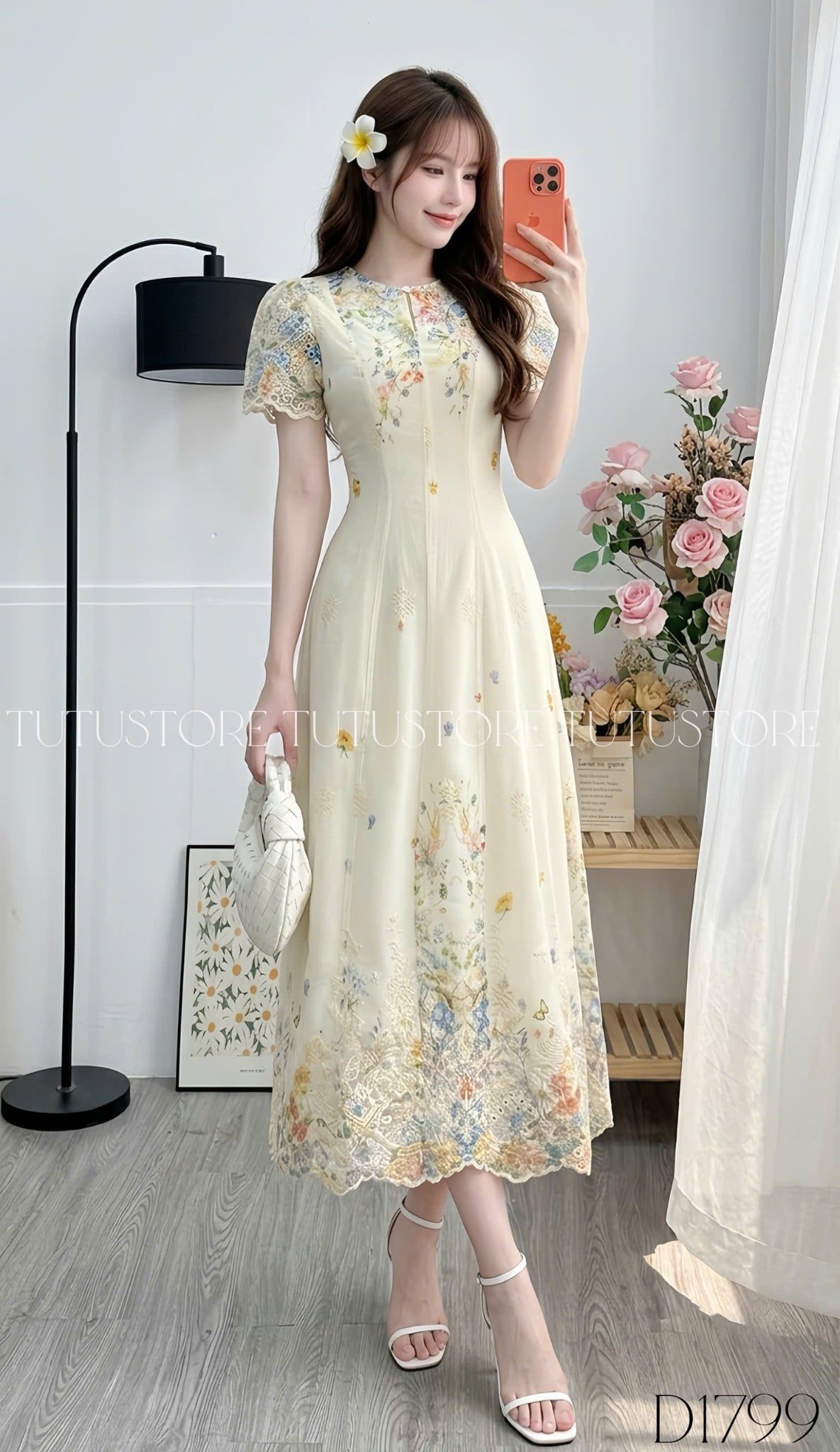 Đầm Thiết Kế Cổ Giọt Nước Dáng Dài Phối Ren Đi Tiệc TuTu Store Mã D1799
