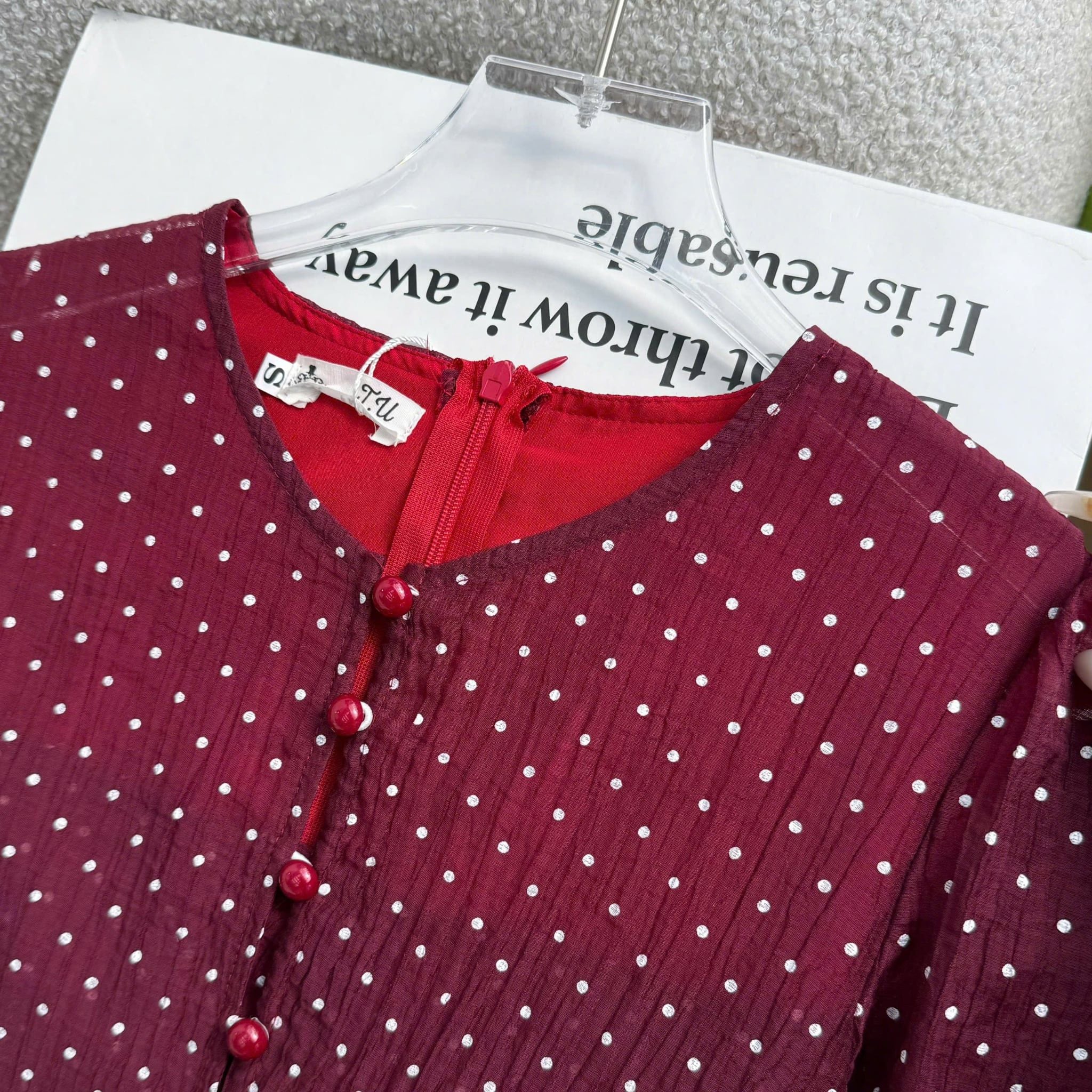 Đầm Thiết Kế Nút Trước Chấm Bi Dáng Dài Đi Chơi TuTu Store Mã D1793