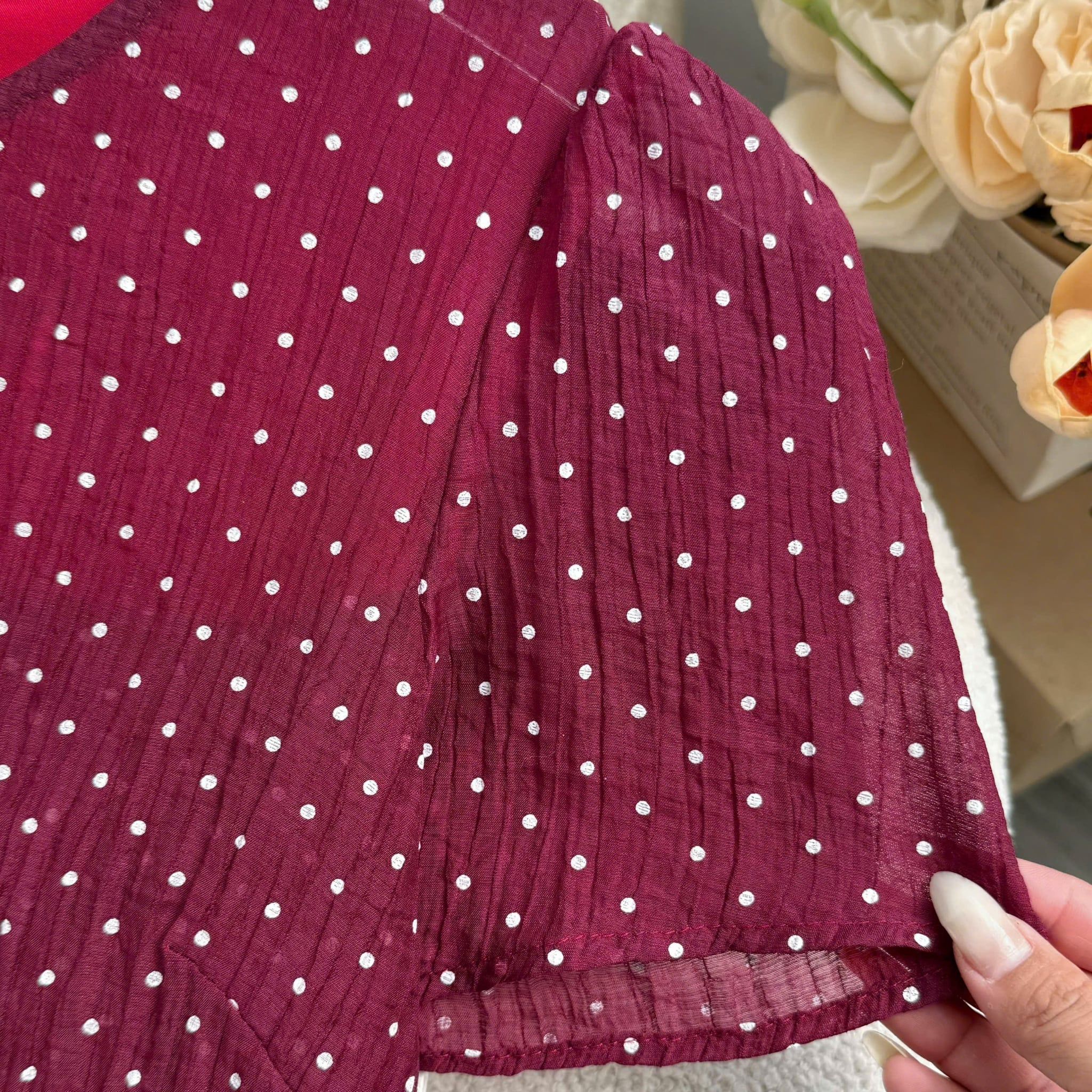 Đầm Thiết Kế Nút Trước Chấm Bi Dáng Dài Đi Chơi TuTu Store Mã D1793