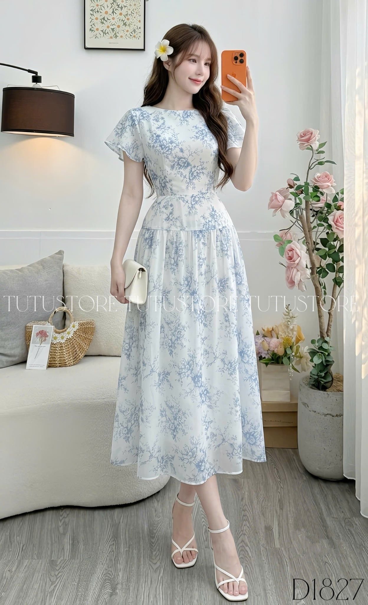 Đầm Thiết Kế Cổ Thuyền Bèo Vai Dáng Xòe Đi Chơi Mã D1827