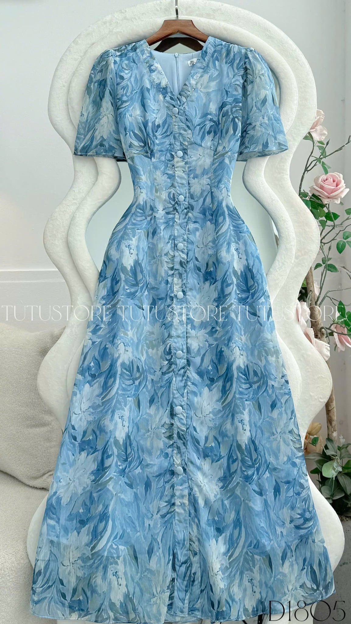 Đầm Thiết Kế Cổ V Chiết Eo Dáng Dài Đi Chơi TuTu Store Mã D1805