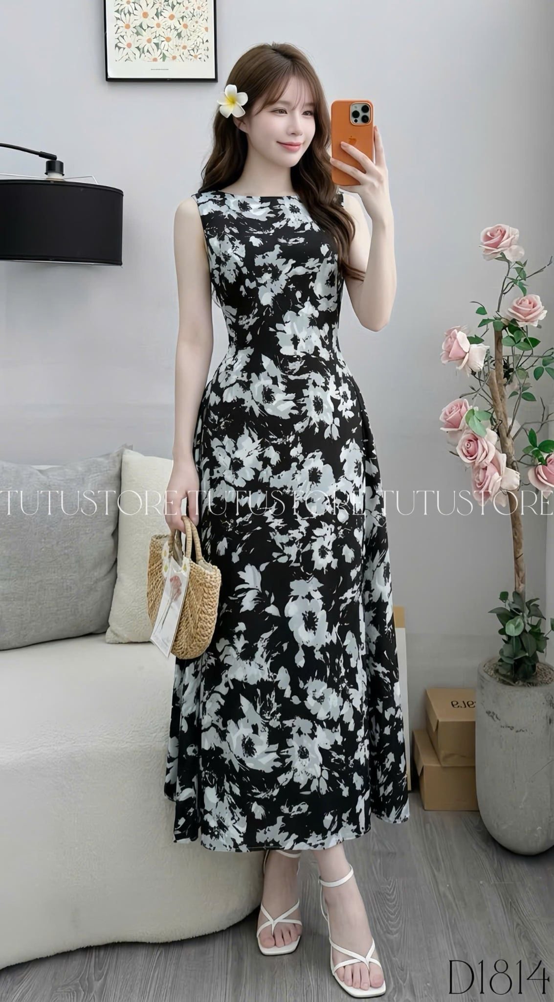 Đầm Thiết Kế Cổ Thuyền Ngắn Tay Dáng Dài Đi Chơi TuTu Store Mã D1814