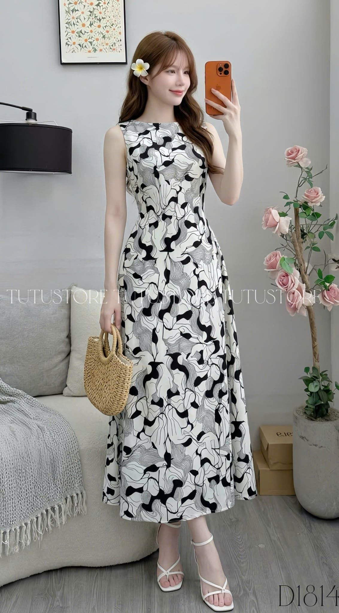 Đầm Thiết Kế Cổ Thuyền Ngắn Tay Dáng Dài Đi Chơi TuTu Store Mã D1814