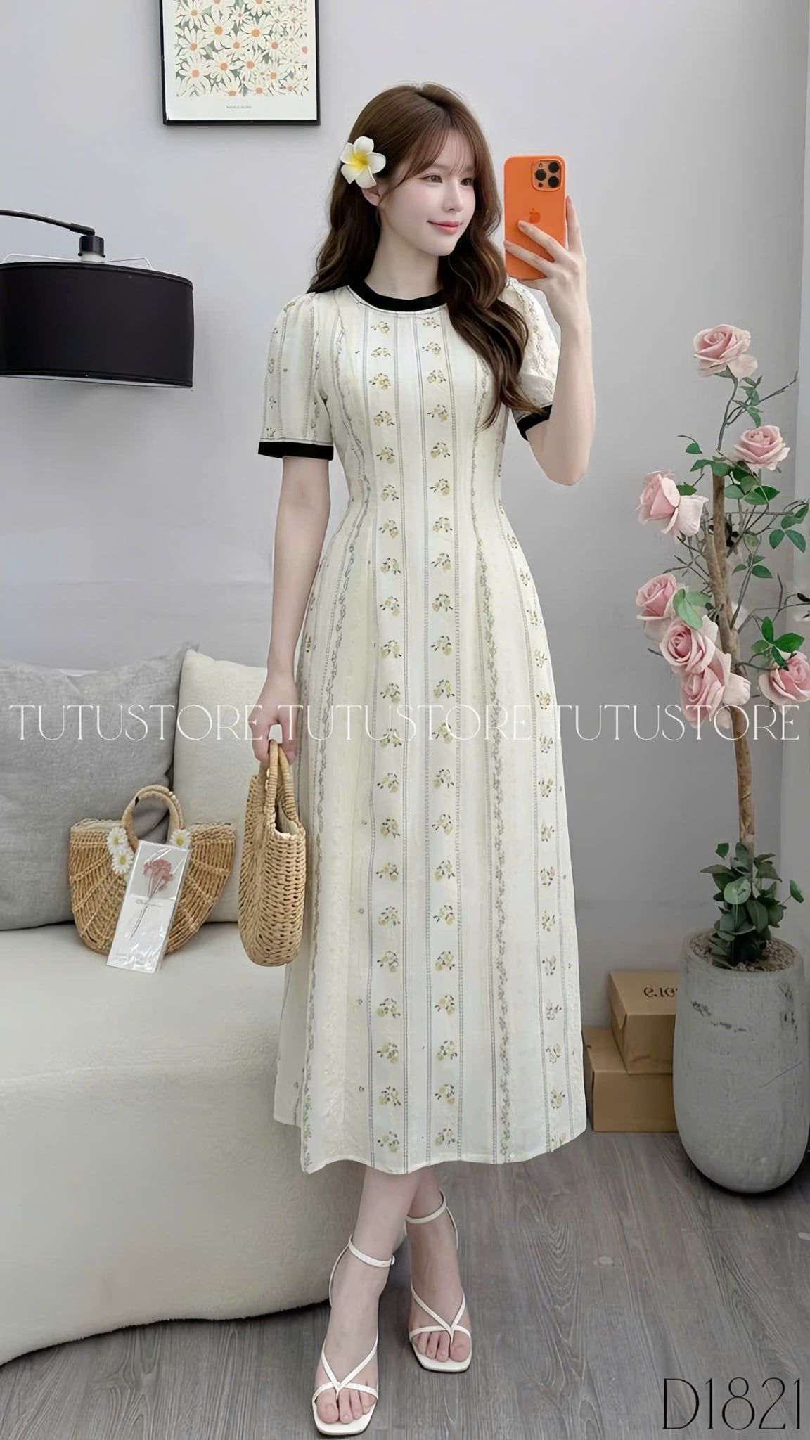 Đầm Thiết Kế Cổ Tròn Dáng Dài Đi Chơi TuTu Store Mã D1821
