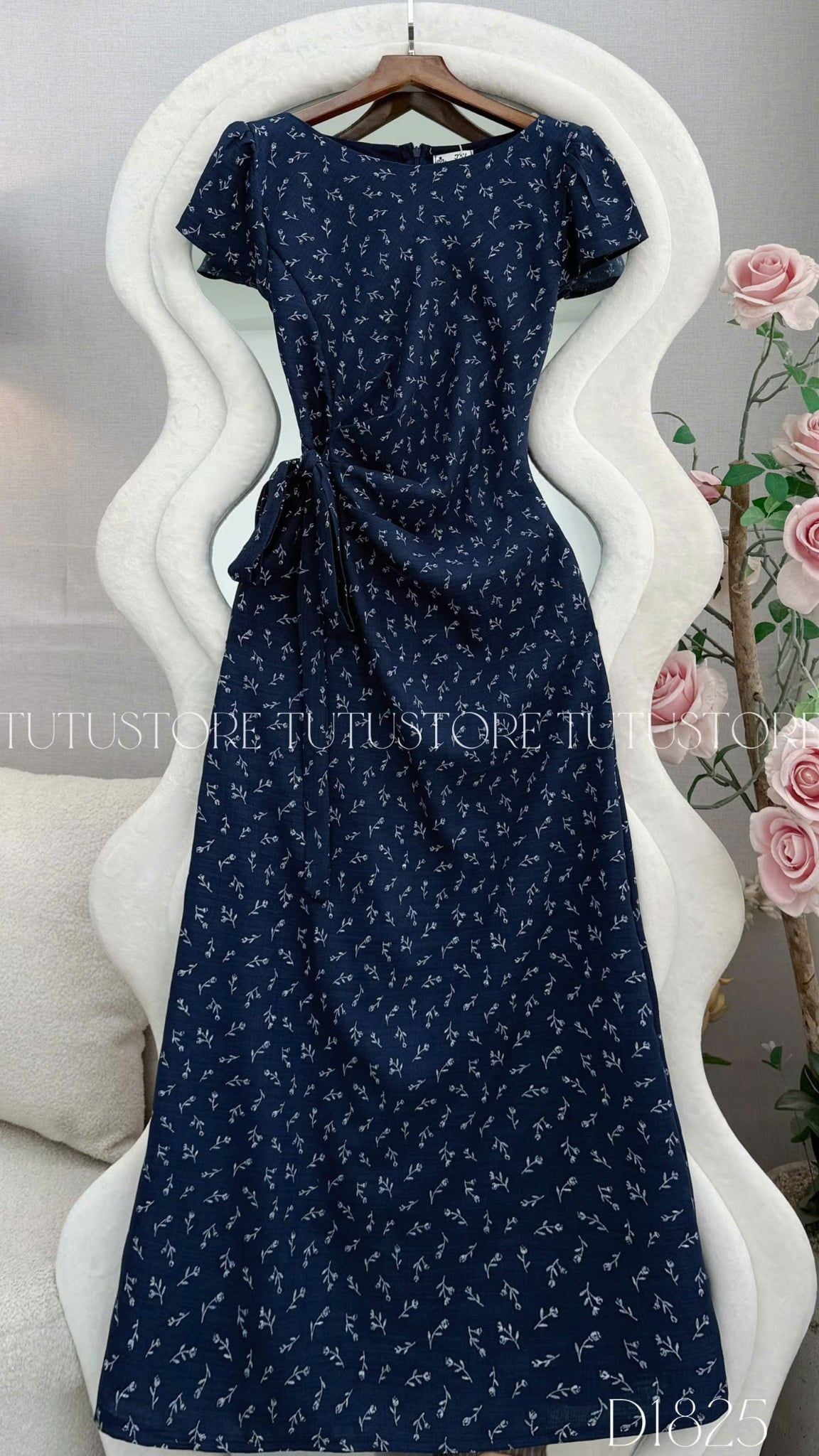 Đầm Thiết Kế Cổ Thuyền Buộc Eo Hoa Nhí Đi Chơi TuTu Store Mã D1825