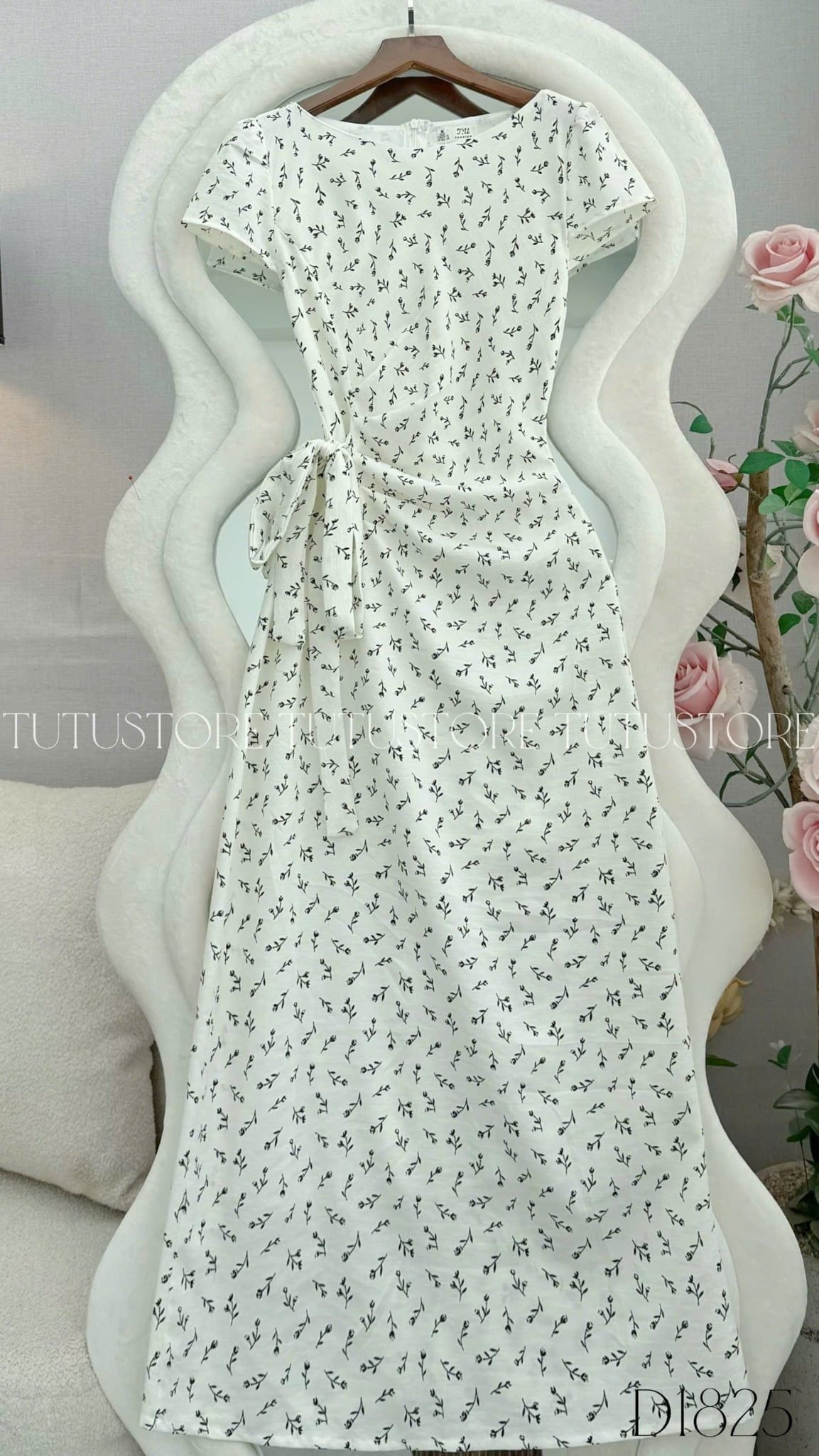 Đầm Thiết Kế Cổ Thuyền Buộc Eo Hoa Nhí Đi Chơi TuTu Store Mã D1825
