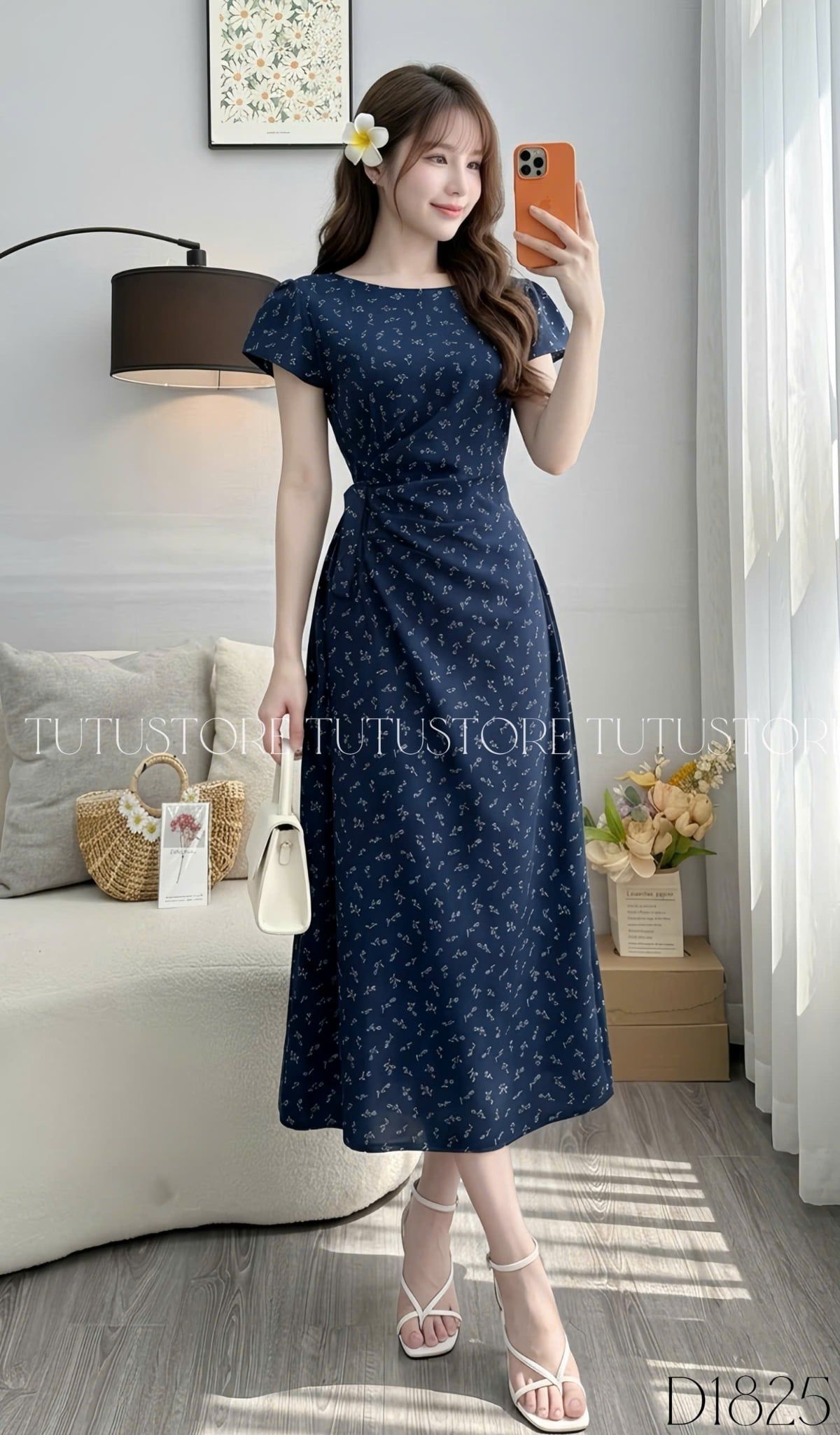 Đầm Thiết Kế Cổ Thuyền Buộc Eo Hoa Nhí Đi Chơi TuTu Store Mã D1825