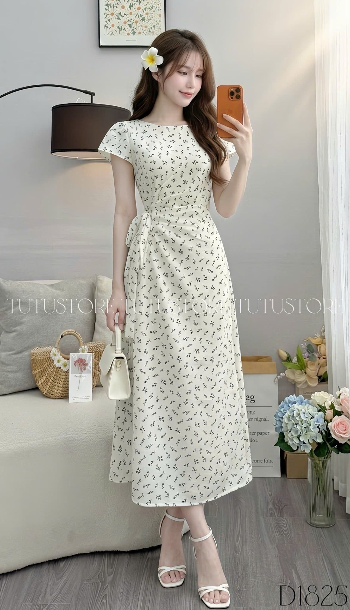 Đầm Thiết Kế Cổ Thuyền Buộc Eo Hoa Nhí Đi Chơi TuTu Store Mã D1825