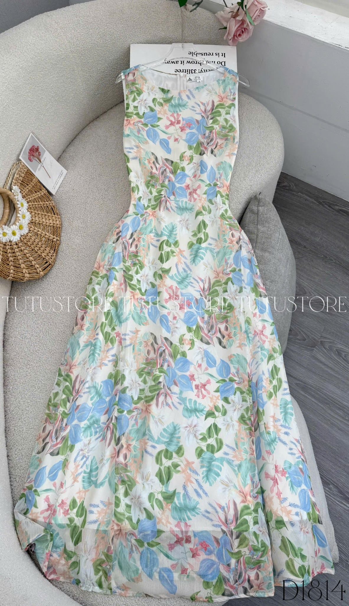 Đầm Thiết Kế Cổ Thuyền Ngắn Tay Dáng Dài Đi Chơi TuTu Store Mã D1814