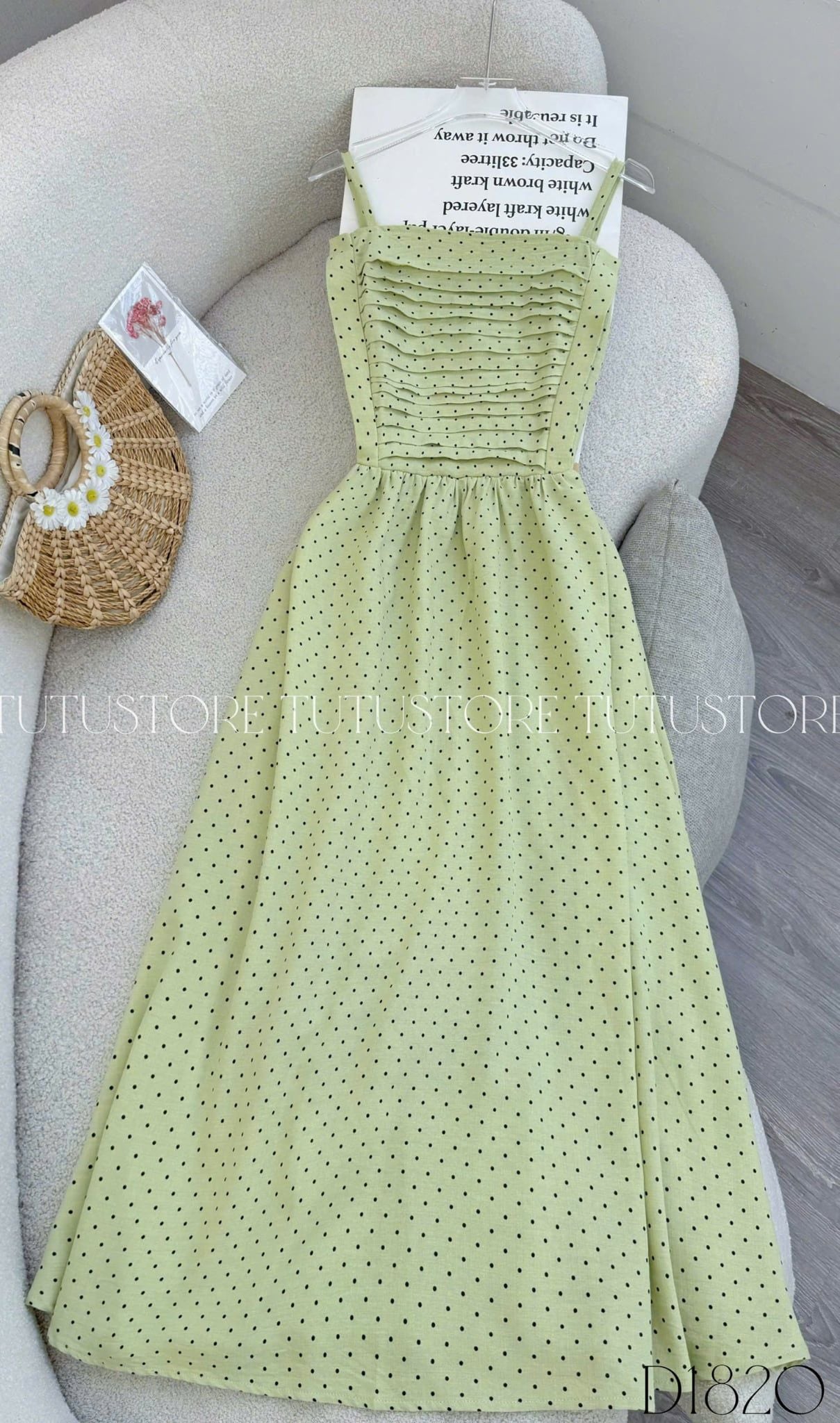 Đầm Thiết Kế Hai Dây Dáng Xòe Chấm Bi Xinh Xắn Đi Chơi TuTu Store Mã D1820