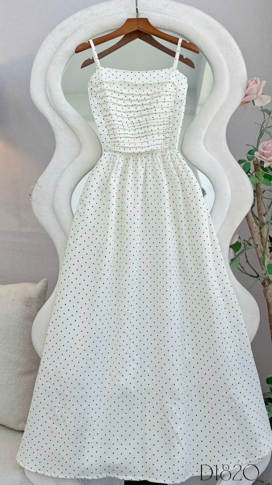 Đầm Thiết Kế Hai Dây Dáng Xòe Chấm Bi Xinh Xắn Đi Chơi TuTu Store Mã D1820