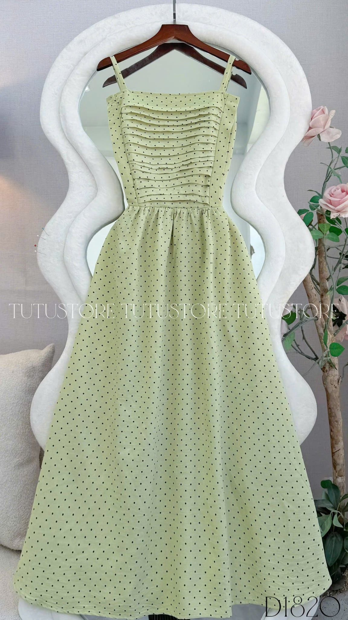Đầm Thiết Kế Hai Dây Dáng Xòe Chấm Bi Xinh Xắn Đi Chơi TuTu Store Mã D1820