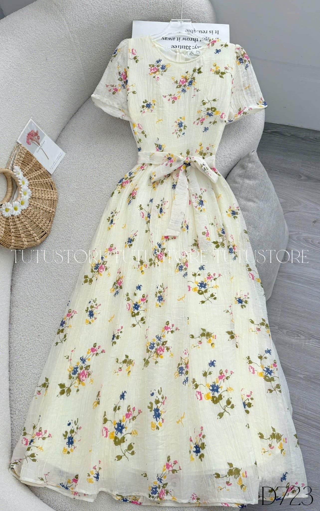Đầm Thiết Kế Cổ Tròn Dáng Xòe Thắt Nơ  Đi Tiệc TuTu Store Mã D723