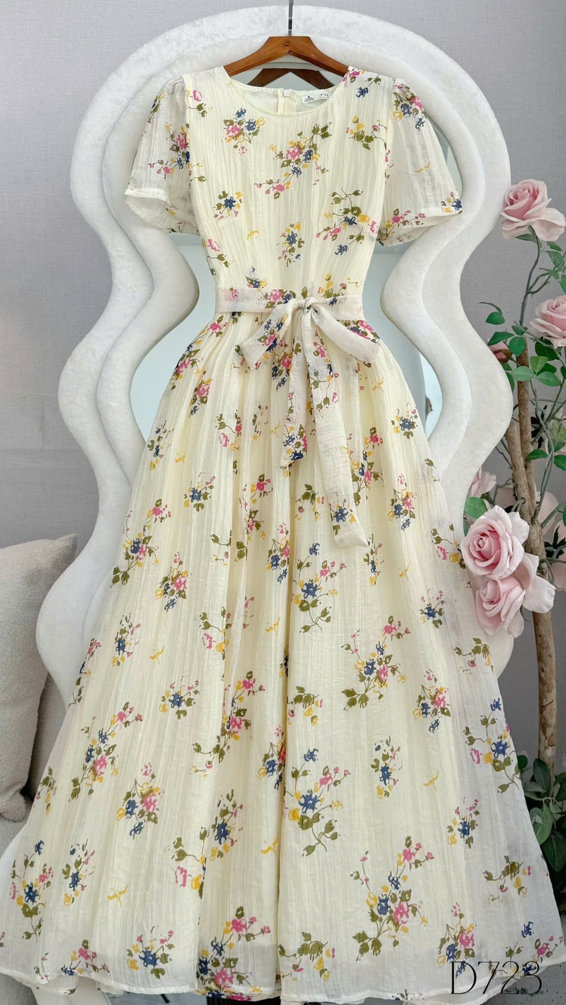 Đầm Thiết Kế Cổ Tròn Dáng Xòe Thắt Nơ  Đi Tiệc TuTu Store Mã D723