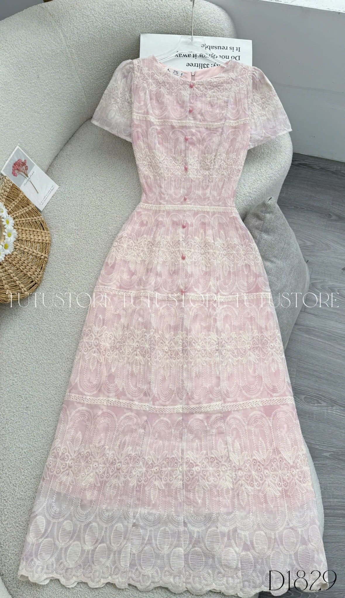 Đầm Thiết Kế Cúc Kiểu Dáng Dài Đi Chơi TuTu Store Mã D1829