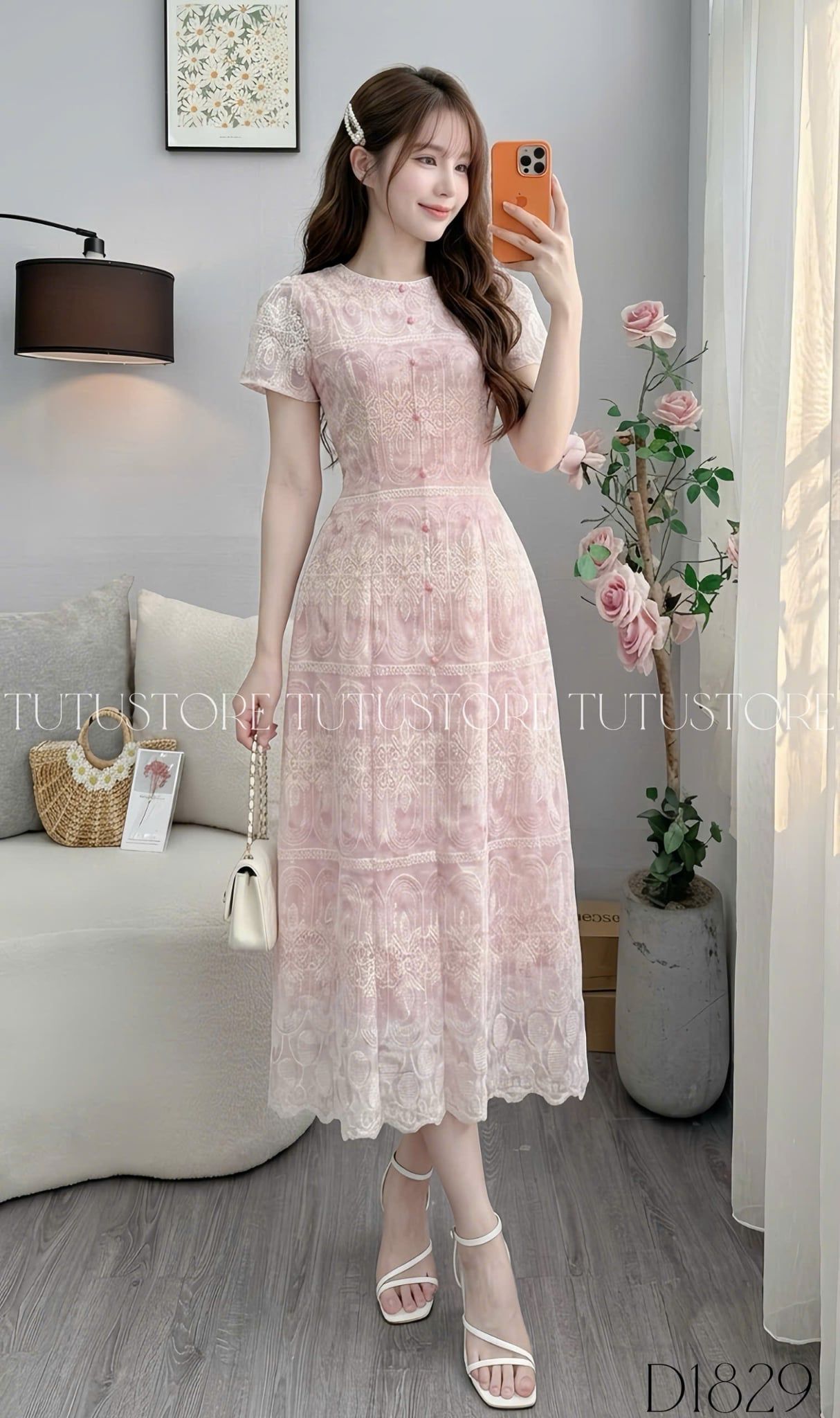 Đầm Thiết Kế Cúc Kiểu Dáng Dài Đi Chơi TuTu Store Mã D1829