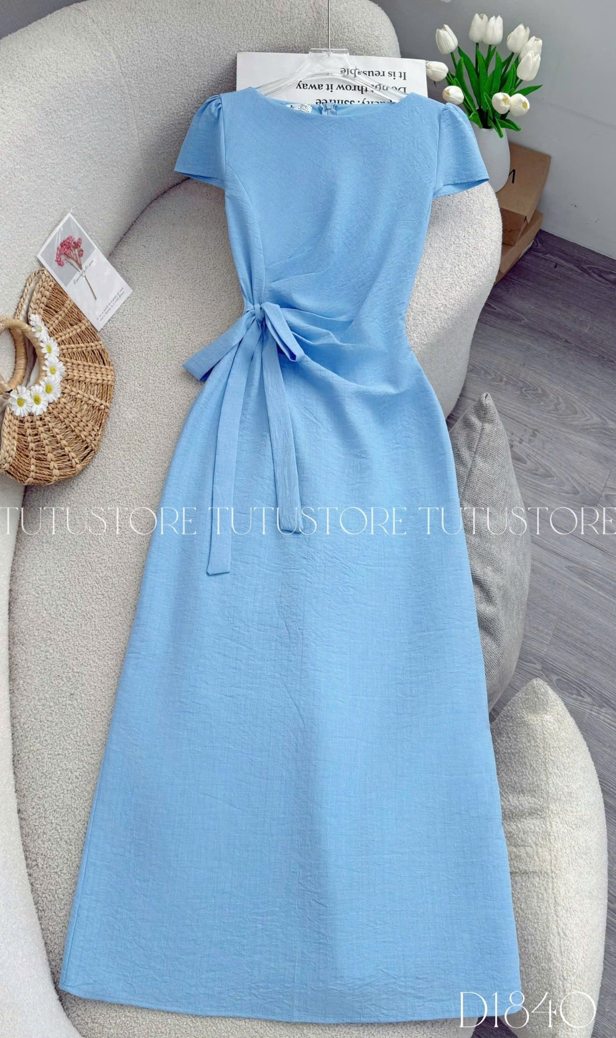 Đầm Thiết Kế Cổ Thuyền Buộc Eo Dáng Dài Đi Chơi TuTu Store Mã D1840