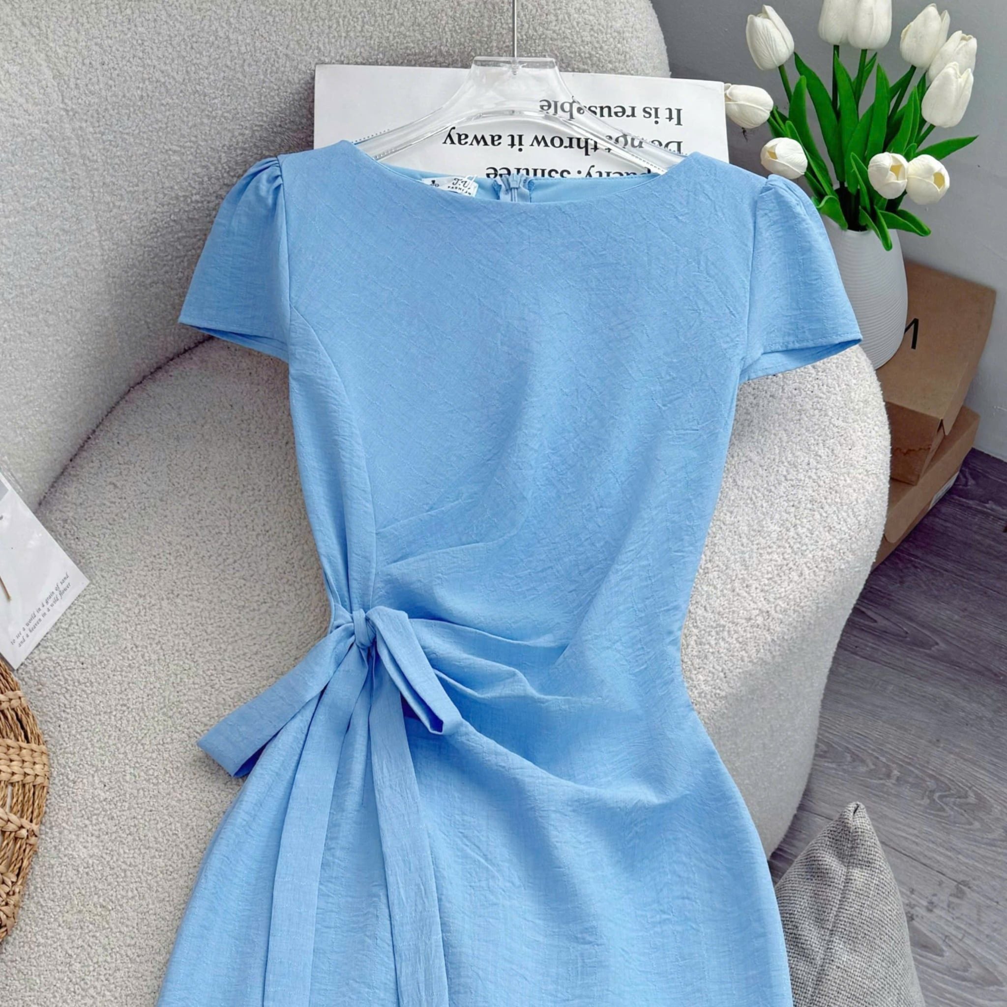 Đầm Thiết Kế Cổ Thuyền Buộc Eo Dáng Dài Đi Chơi TuTu Store Mã D1840