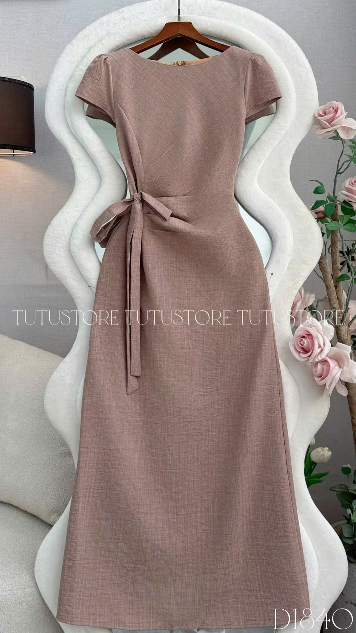 Đầm Thiết Kế Cổ Thuyền Buộc Eo Dáng Dài Đi Chơi TuTu Store Mã D1840