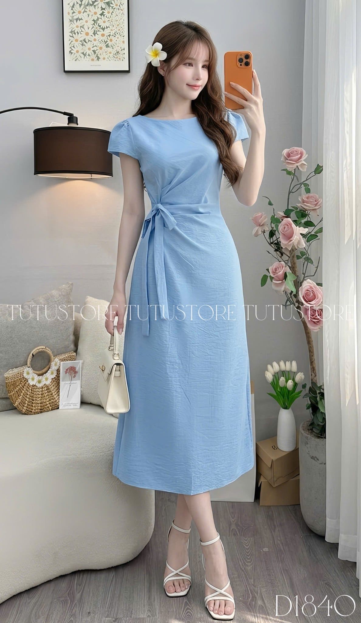Đầm Thiết Kế Cổ Thuyền Buộc Eo Dáng Dài Đi Chơi TuTu Store Mã D1840