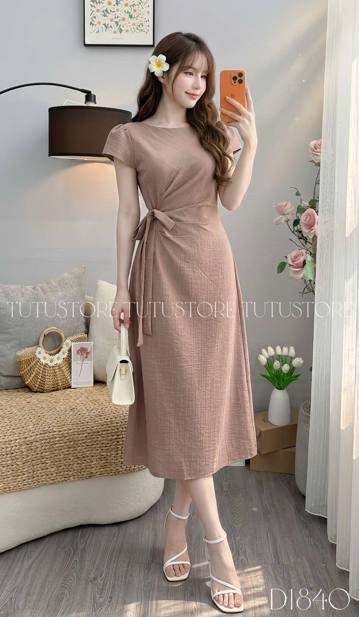 Đầm Thiết Kế Cổ Thuyền Buộc Eo Dáng Dài Đi Chơi TuTu Store Mã D1840