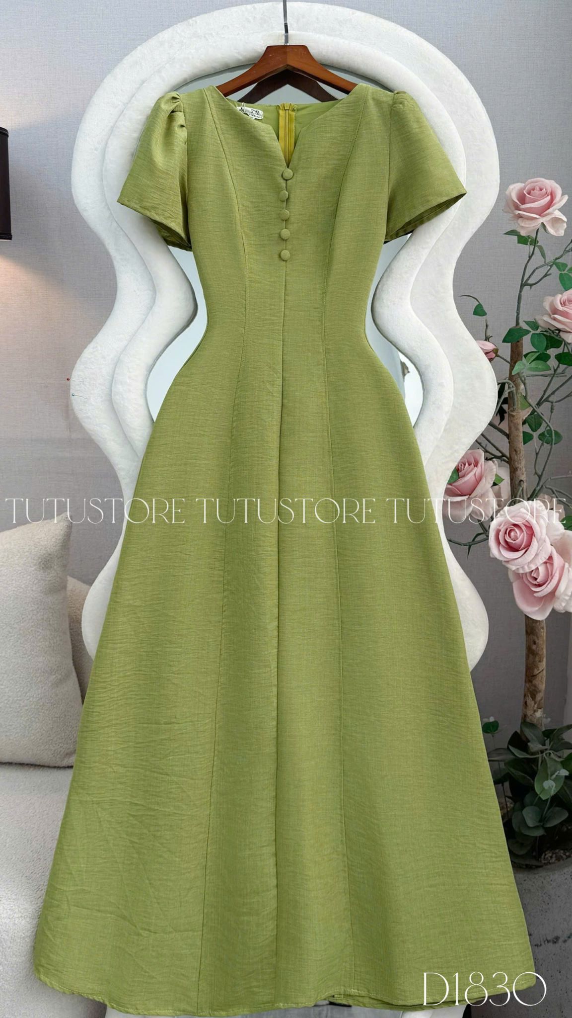Đầm Thiết Kế Cổ V Dáng Xòe Công Sở TuTu Store Mã D1830