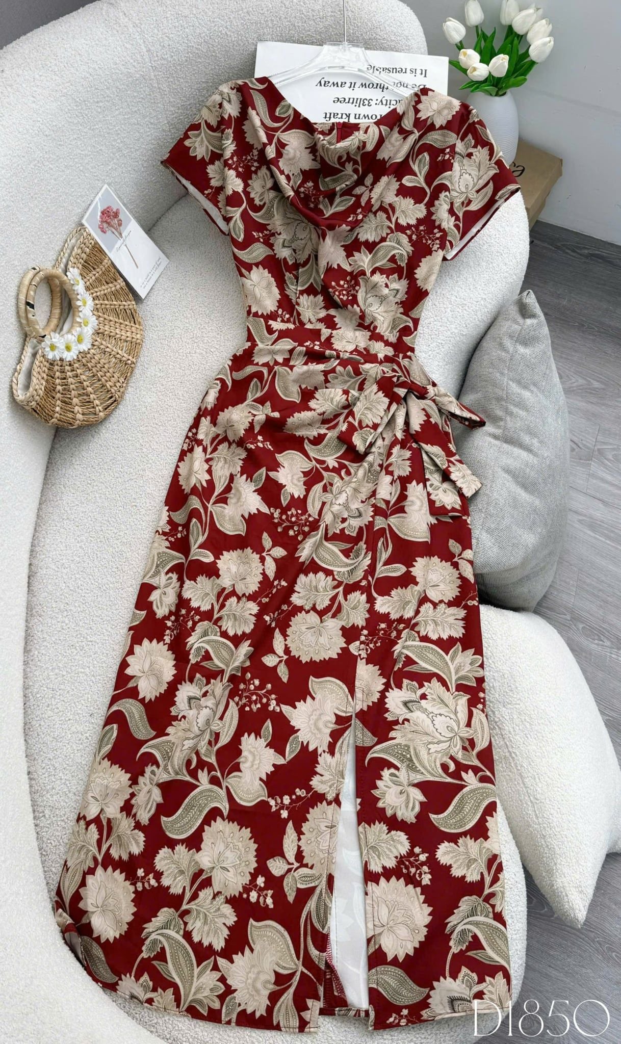 Đầm Thiết Kế Kiểu Cổ Đổ Buộc Eo Tôn Dáng Đi Tiệc TuTu Store Mã D1850