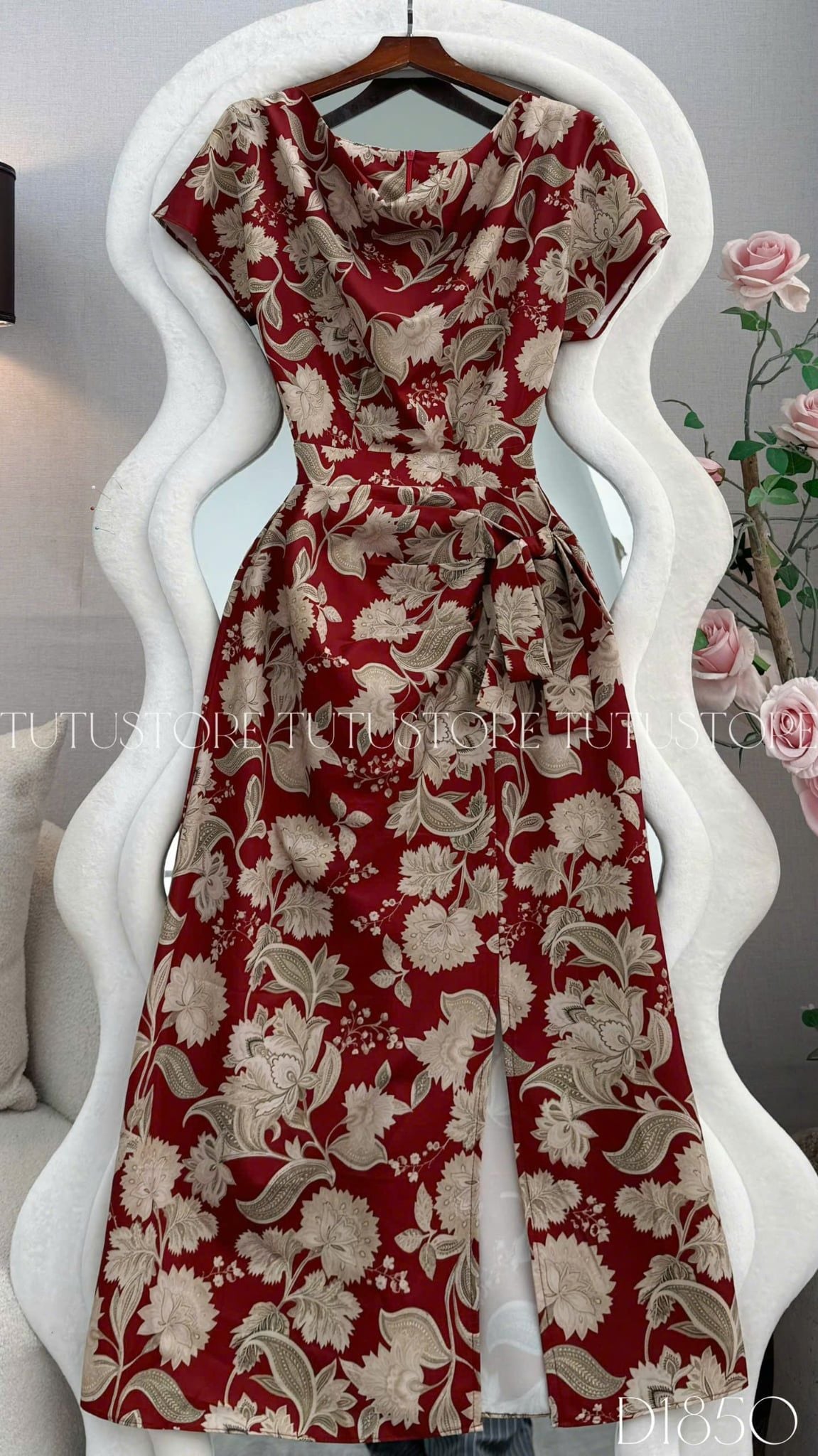 Đầm Thiết Kế Kiểu Cổ Đổ Buộc Eo Tôn Dáng Đi Tiệc TuTu Store Mã D1850