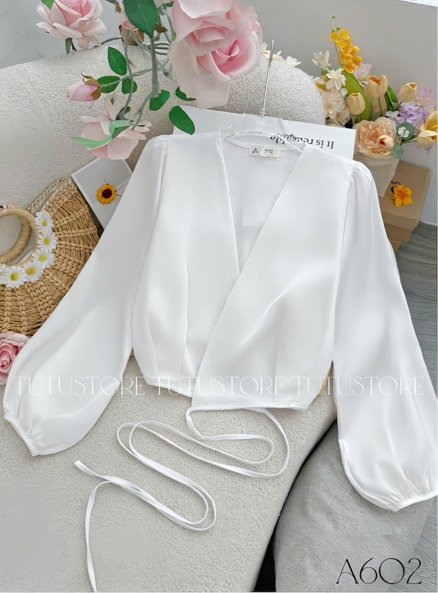 Áo Lụa Thiết Kế Dây Buộc Eo Đơn Giản Thanh Lịch Đi Chơi TuTu Store Mã A602