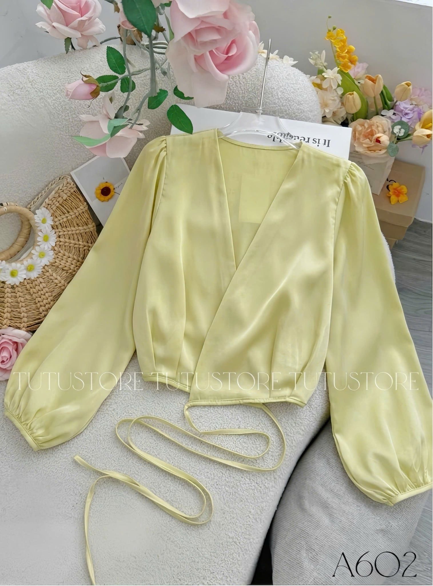 Áo Lụa Thiết Kế Dây Buộc Eo Đơn Giản Thanh Lịch Đi Chơi TuTu Store Mã A602