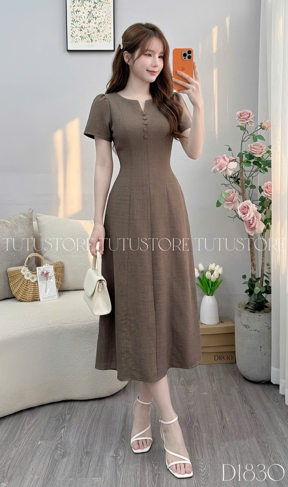 Đầm Thiết Kế Cổ V Dáng Xòe Công Sở TuTu Store Mã D1830