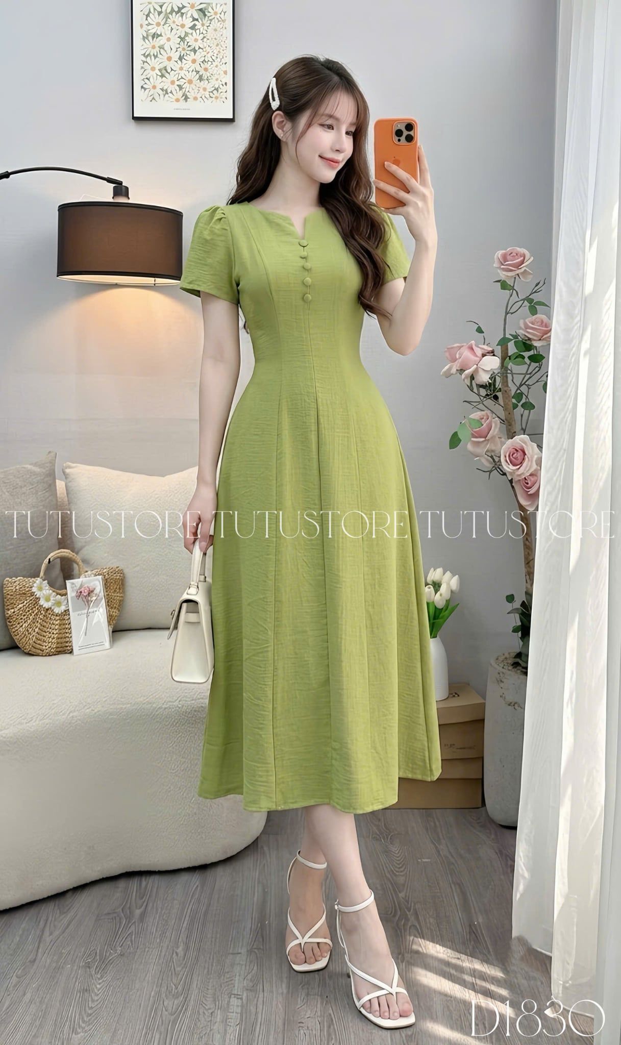 Đầm Thiết Kế Cổ V Dáng Xòe Công Sở TuTu Store Mã D1830