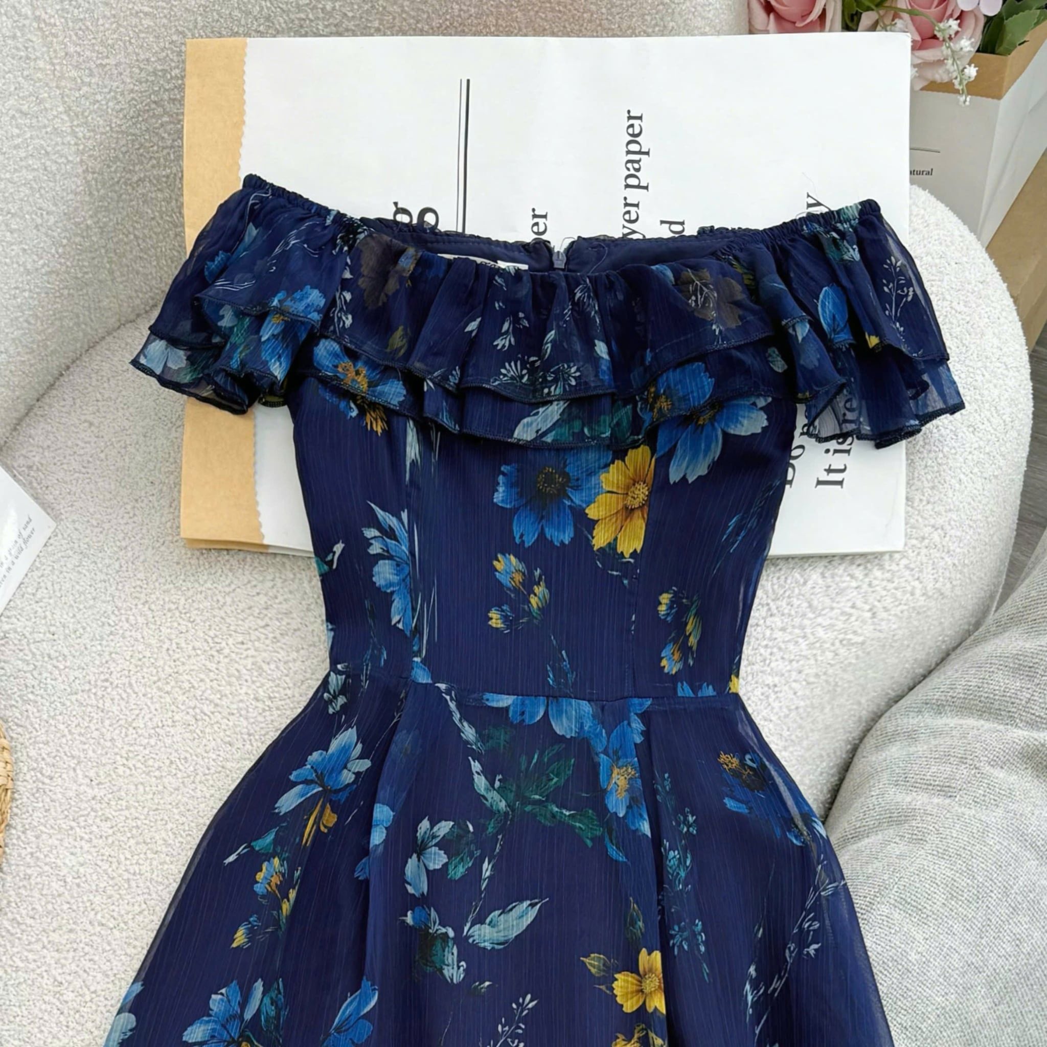 Đầm Thiết Kế Cổ Vuông Voan Bèo Xinh Xắn Đi Chơi TuTu Store Mã D1826